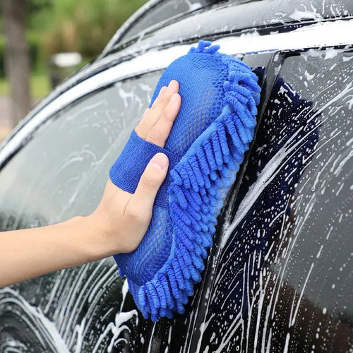 1 Esponja de Microfibra de Chenilla Azul para Lavar Coches, Almohadilla de Cepillo para Lavado y Cuidado