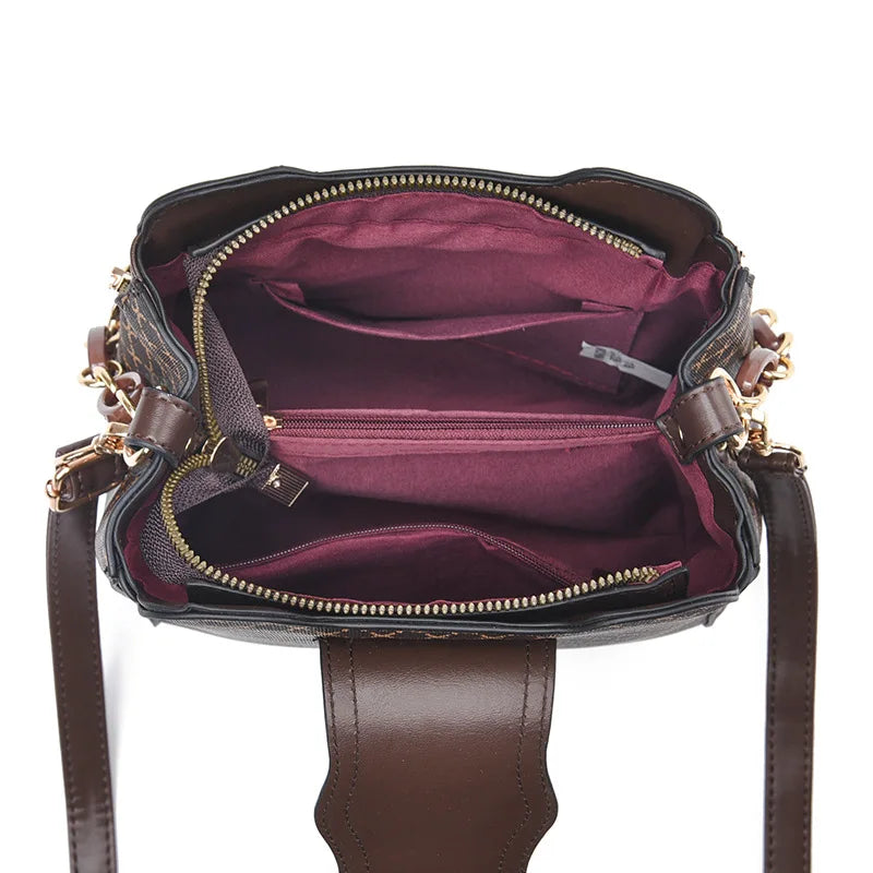 New Women Handbag Bag Luxury Design Bucket Shoulder Crossbody Bag Flip Check Print Large Capacity Single Shoulder Straddle Bag Yogodlns Outlet Store