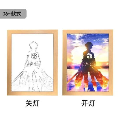 Attack On Titan Anime Figure Customized Night Light Painting Decor
