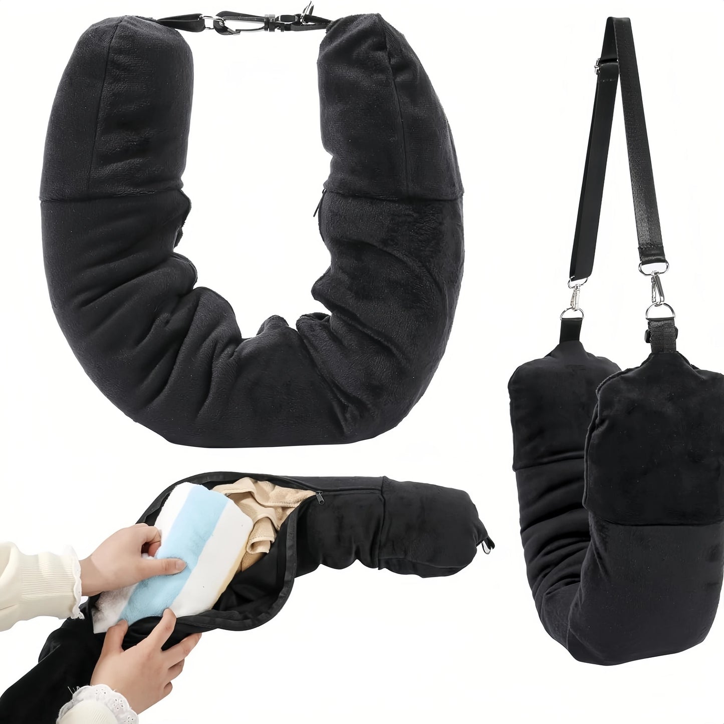PackPillow™ Travel Neck Pillow ✈️ — Fill with Clothes, Save Space
