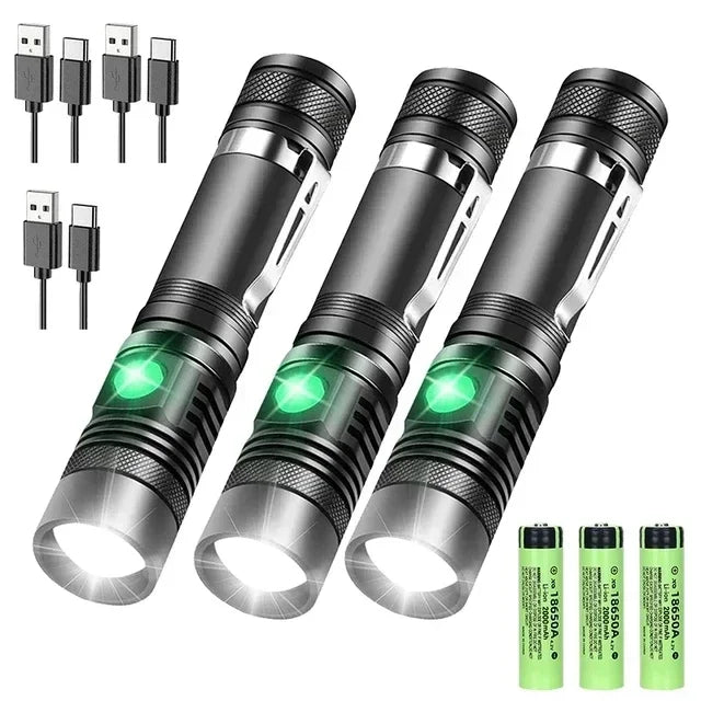 Super Bright LED Tactical Flashlight Zoomable Rechargeable XIWANGFIRE Lamp Store