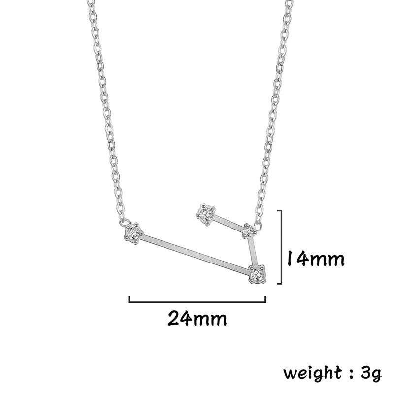 Lucktune Zircon Constellation Pendant Necklace Libra Virgo Zodiac Necklace for Women Stainless Steel Birthday Jewelry Gifts 2025 lucktune Official Store