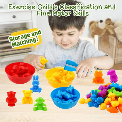 Kids Matching Game Learn Educational Toys Animal Cognition Rainbow Sort Fine Motor Training Montessori Sensory Puzzle Toy Gifts Kids Choice Store