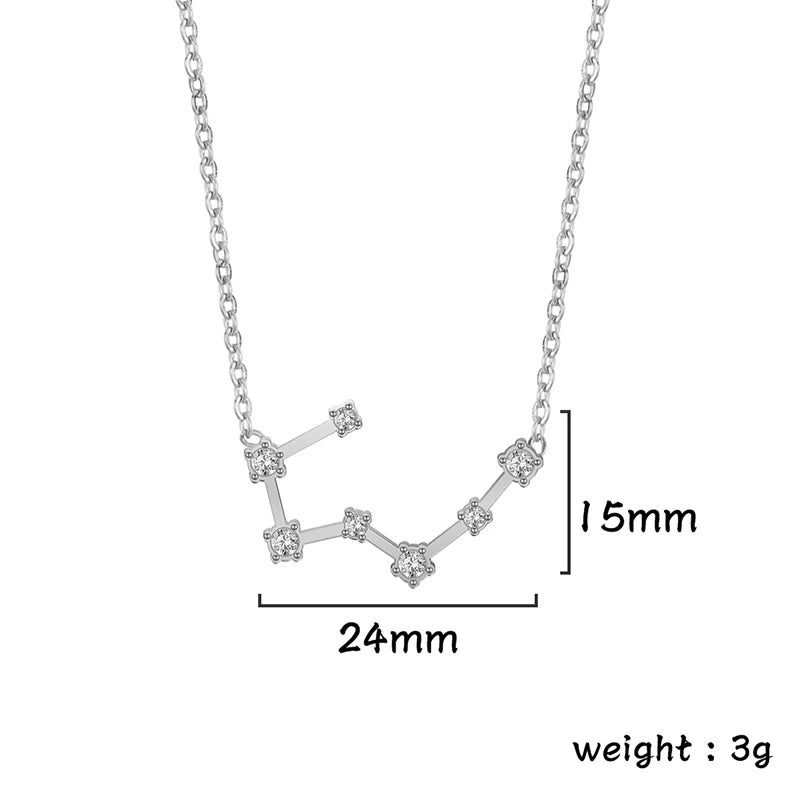 Lucktune Zircon Constellation Pendant Necklace Libra Virgo Zodiac Necklace for Women Stainless Steel Birthday Jewelry Gifts 2025 lucktune Official Store