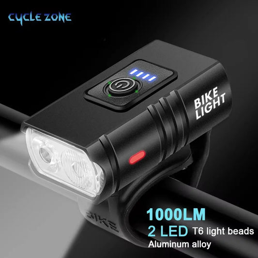 BK02 Bike Light USB Rechargeable T6 LED Bicycle Lights 6 Modes MTB