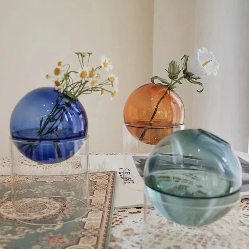 Mini Round Glass Flower Vase – A Delightful Touch of Nature for Your Space Ursmart Store