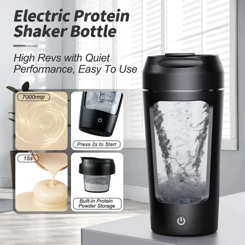 Botella mezcladora eléctrica portátil de 650 ml con USB para proteína de suero. Completamente