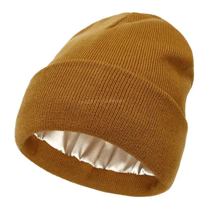 Unisex Satin Lined Anti Static Beanie Hat For Women Winter Silk Lining