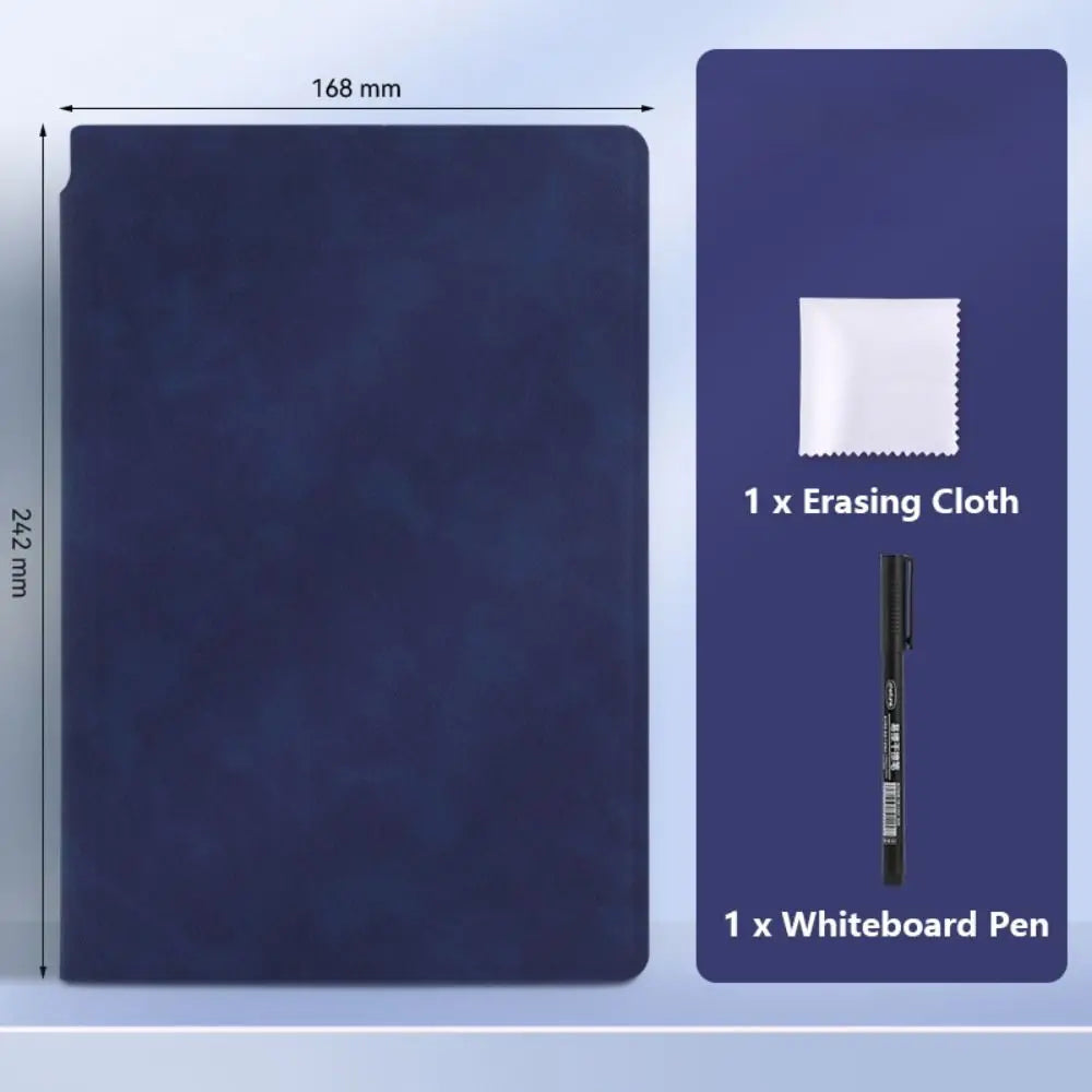 Reusable A5 Whiteboard Notebook Leather With Whiteboard Pen Writing Board With Erasing Cloth Stationery Memo Pad Students Gift