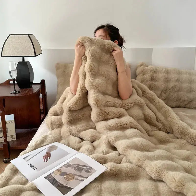 Artificial Rabbit Plush Autumn Warm Bed Blanket Plush Soft Sofa Throw AliExpress