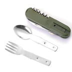7 In 1 Camping Picnic Cutlery Knife Stainless Steel Fork Spoon Bottle