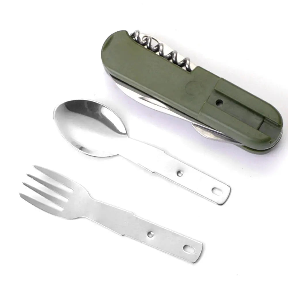 7 In 1 Camping Picnic Cutlery Knife Stainless Steel Fork Spoon Bottle