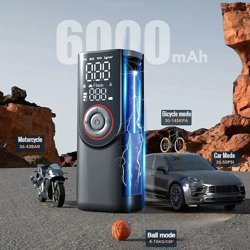 Wireless Tire Inflator Pump 6000mAh Electric Portable Car Air