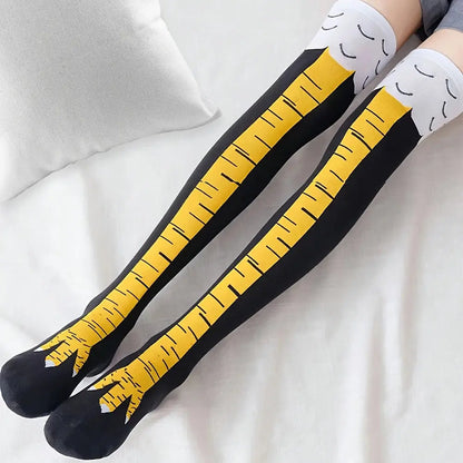 1/2/5 Pairs Women Knee High Socks Trendy Cartoon Funny Chicken Claw AliExpress