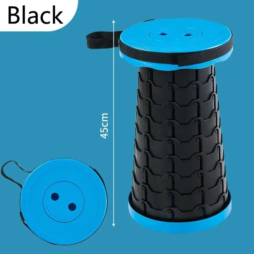 Silla Telescópica Plegable de Plástico Portátil Ligera - Taburete Compacto de Altura Ajustable Perfecto para Pesca, Playa y Camping