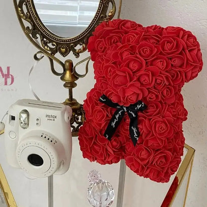 40/25cm Blue Rose Bear Heart Artificial Flower Rose Teddy Bear For