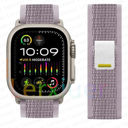 For Apple Watch Series 10 46mm Nylon Loop Magnetic Buckle Watch Band(Smoke Purple) Elegant-Straps Store