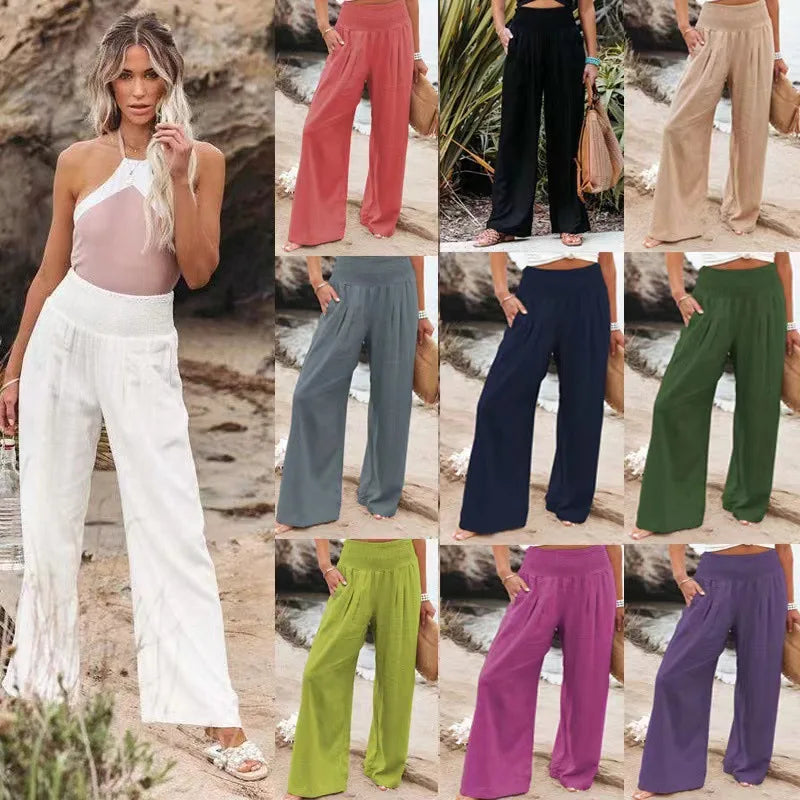FlowEase™ Pantalones Palazzo Fruncidos 🌸✨ La Comodidad se Une a la Elegancia