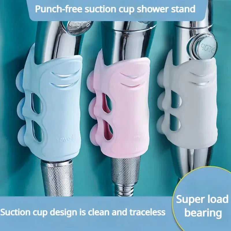 Soporte de ducha de silicona sin perforaciones para baño, ajustable y extraíble
