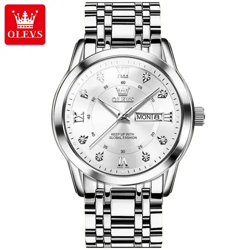 OLEVS Reloj de cuarzo para hombre con diamantes de lujo y oro, resistente al agua
