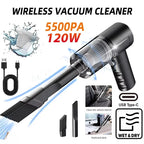 1 Aspiradora inalámbrica 120W de alta potencia negra doble uso para hogar y coche Potente aspiradora de mano portátil