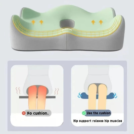 Ergonomic Office Seat Cushion】3-Zone Memory Foam Lumbar Support Pillow Breathable Posture Corrector for Car Office Wheelchair