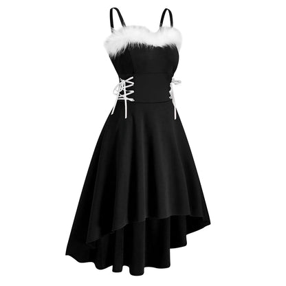 Vintage Halloween Skull Print Slip Cross Bandage Mesh Sexy Backless Prom Gothic Clubwear Dress YuNee Clothing Store