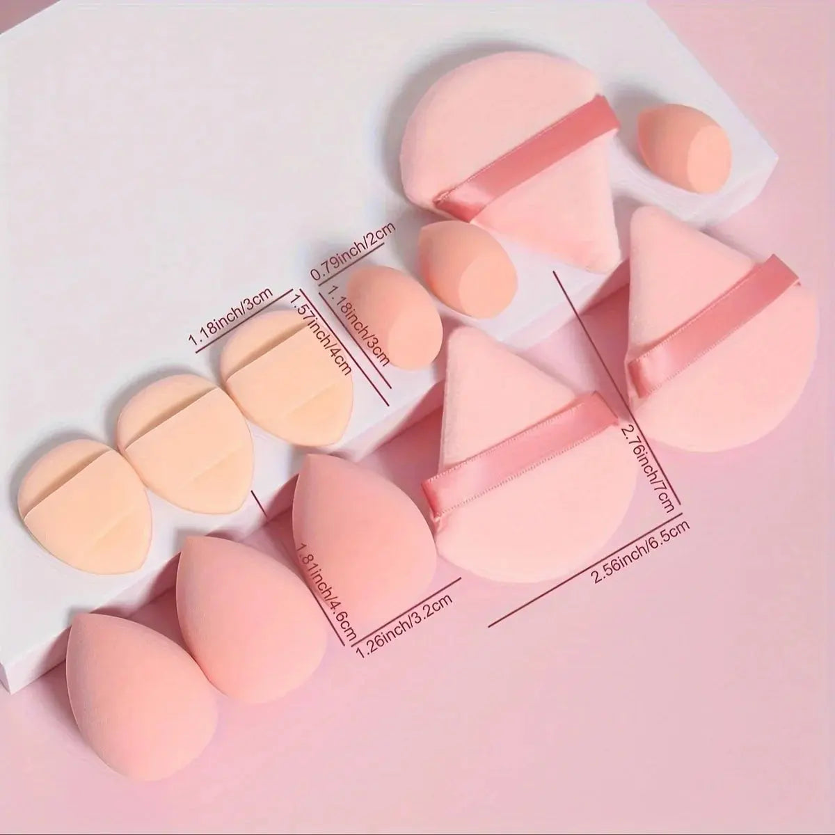 12-Piece All-Purpose Makeup Sponge Set, Made of 3 Loose Powder Puffs, 3 Mini Air Cushion Puffs, 3 Beauty Eggs and 3 Mini Beauty Shop Cherry Darling Store