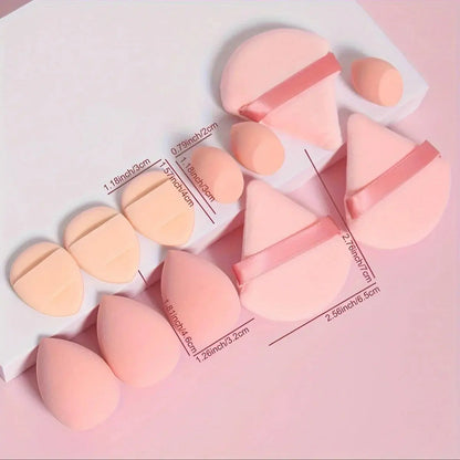 12-Piece All-Purpose Makeup Sponge Set, Made of 3 Loose Powder Puffs, 3 Mini Air Cushion Puffs, 3 Beauty Eggs and 3 Mini Beauty Shop Cherry Darling Store