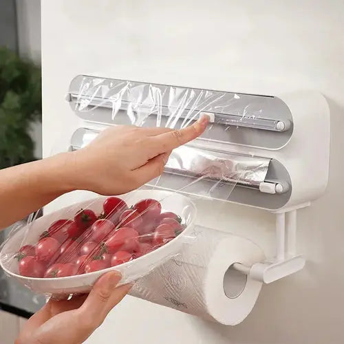 Wall Cling Film Cutter Dispenser Magnetic Wrap Food Stretch Film Roll