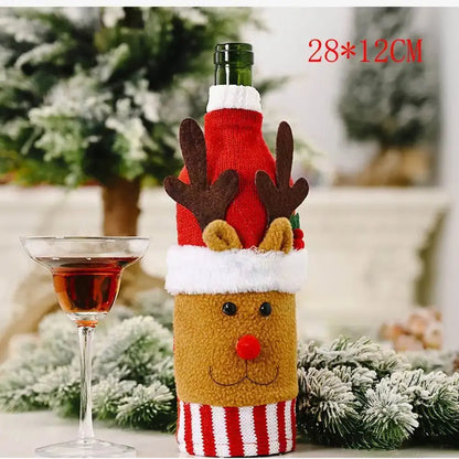 View details for Christmas Snowman Wine Bottle Cover Set Santa Claus Bottle Sweater 