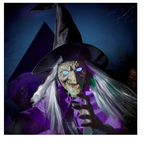 A33Z-Halloween Broom Witch Decoration 6-Foot-Tall Flying Witch Decoration Halloween Decoration