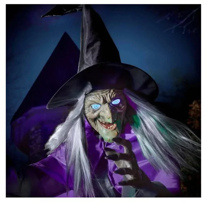 A33Z-Halloween Broom Witch Decoration 6-Foot-Tall Flying Witch Decoration Halloween Decoration