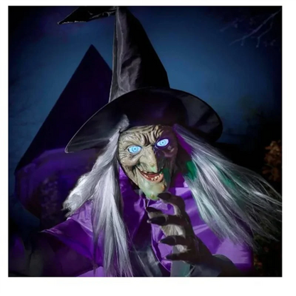A33Z-Halloween Broom Witch Decoration 6-Foot-Tall Flying Witch Decoration Halloween Decoration