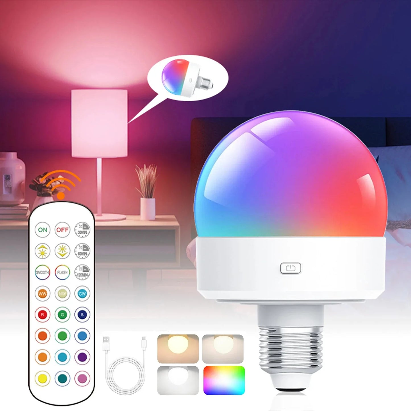 Glow Anywhere: Rechargeable Remote LED Bulb