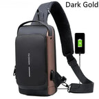 WEIXIER Anti-Theft USB Charging Crossbody Chest Bag for Men – Waterproof Oxford Shoulder Sling with Lockable Zipper, Business & Travel Messenger Pack Shop1103843745 Store