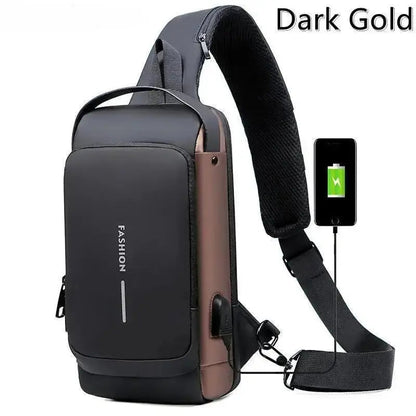 WEIXIER Anti-Theft USB Charging Crossbody Chest Bag for Men – Waterproof Oxford Shoulder Sling with Lockable Zipper, Business & Travel Messenger Pack Shop1103843745 Store