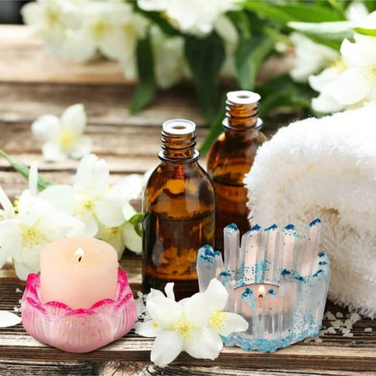 3 Shape Resin Candle Mold Silicone Tealight Holder Flower Lotus Casting Mold for DIY Jewelry Box Trinket Container Crafts