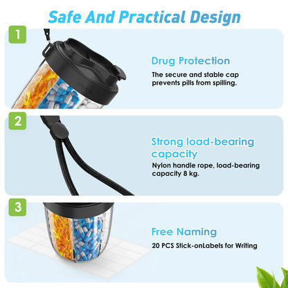 Dose on Time: 7-Compartment Pill Dispenser Bottle