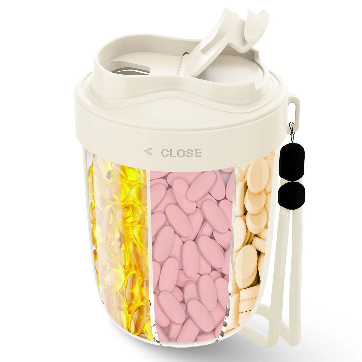 Dose on Time: 7-Compartment Pill Dispenser Bottle