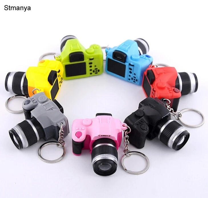New Mini SLR Model Camera Keychain Car Key Ring  LED Flashlight Colorful  Key Chain Best Party Gift Jewelry Wholesale 17233