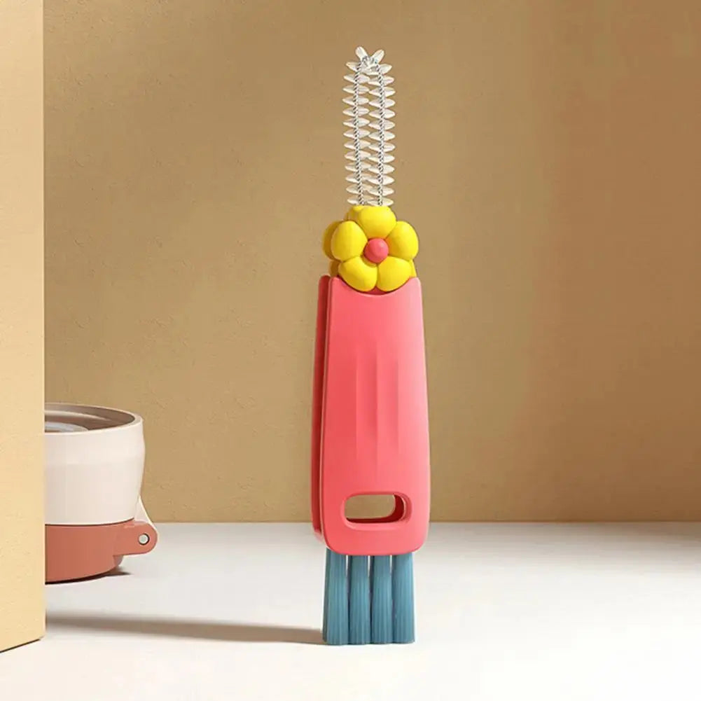 Multifunctional Brush Stiff Bristle Cup Lid Brush for Bottles Gaps