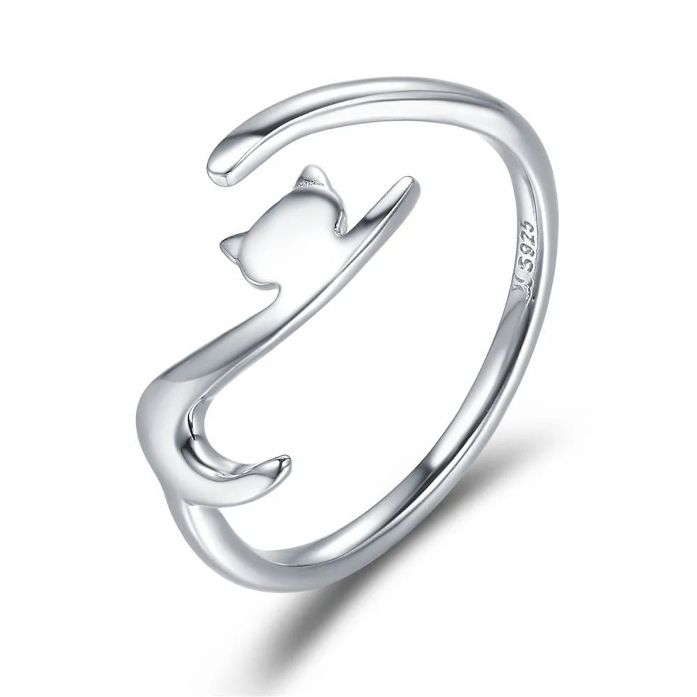 Adjustable Rings Real 925 Sterling Silver Stackable Engagement Zircon Open Size Rings For Women Jewelry