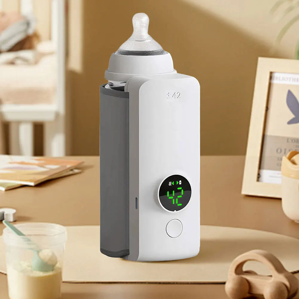 Portable Bottle Warmer Rechargeable Cordless Milk Warmer with Temperature Control Baby Bottle Warmer for Travel