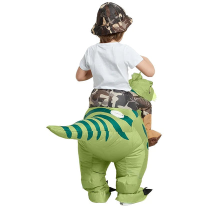 Inflatable Ride-On T-Rex Costume Blow-Up Dinosaur Suit for Halloween Cosplay Party Outfit Funny Animal Themed Dress-Up