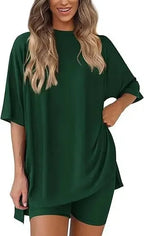 Breezy Lounge Duo – Oversized Shirt & Shorts Set for Ultimate Comfort!