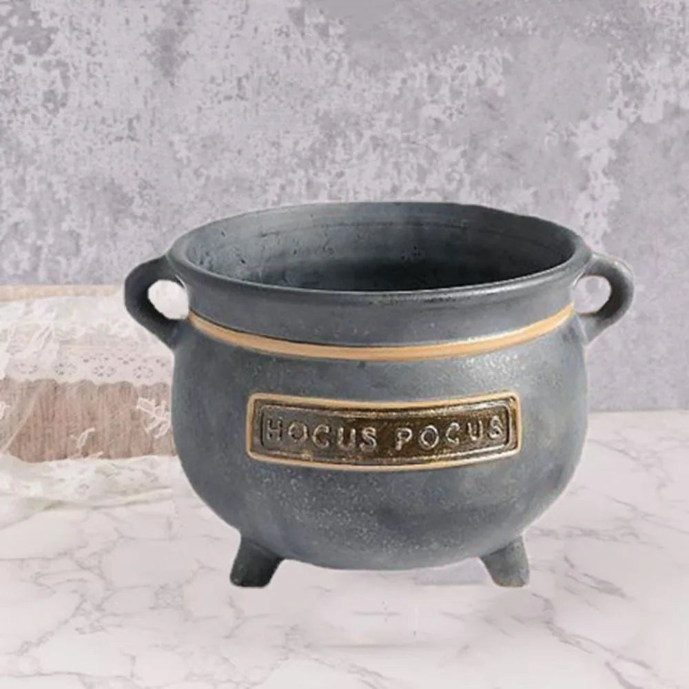 Resin Witches Cauldron Serving Bowls with Spoon Old Style Halloween Candy Bowl Practical Sundries Container Christmas