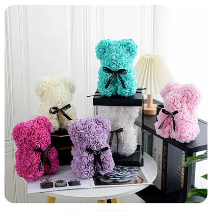 1pc 20cm Rose Bear Artificial Foam Flowers Bear Romantic Creative