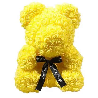 40/25cm Blue Rose Bear Heart Artificial Flower Rose Teddy Bear For