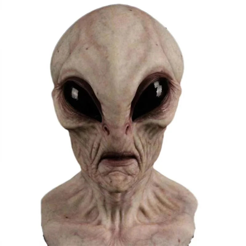 Máscaras de extraterrestre verde OVNI, disfraz de alienígena de terror para fiesta de Halloween, tocado de látex, accesorios divertidos para fiesta de disfraces de terror para adultos